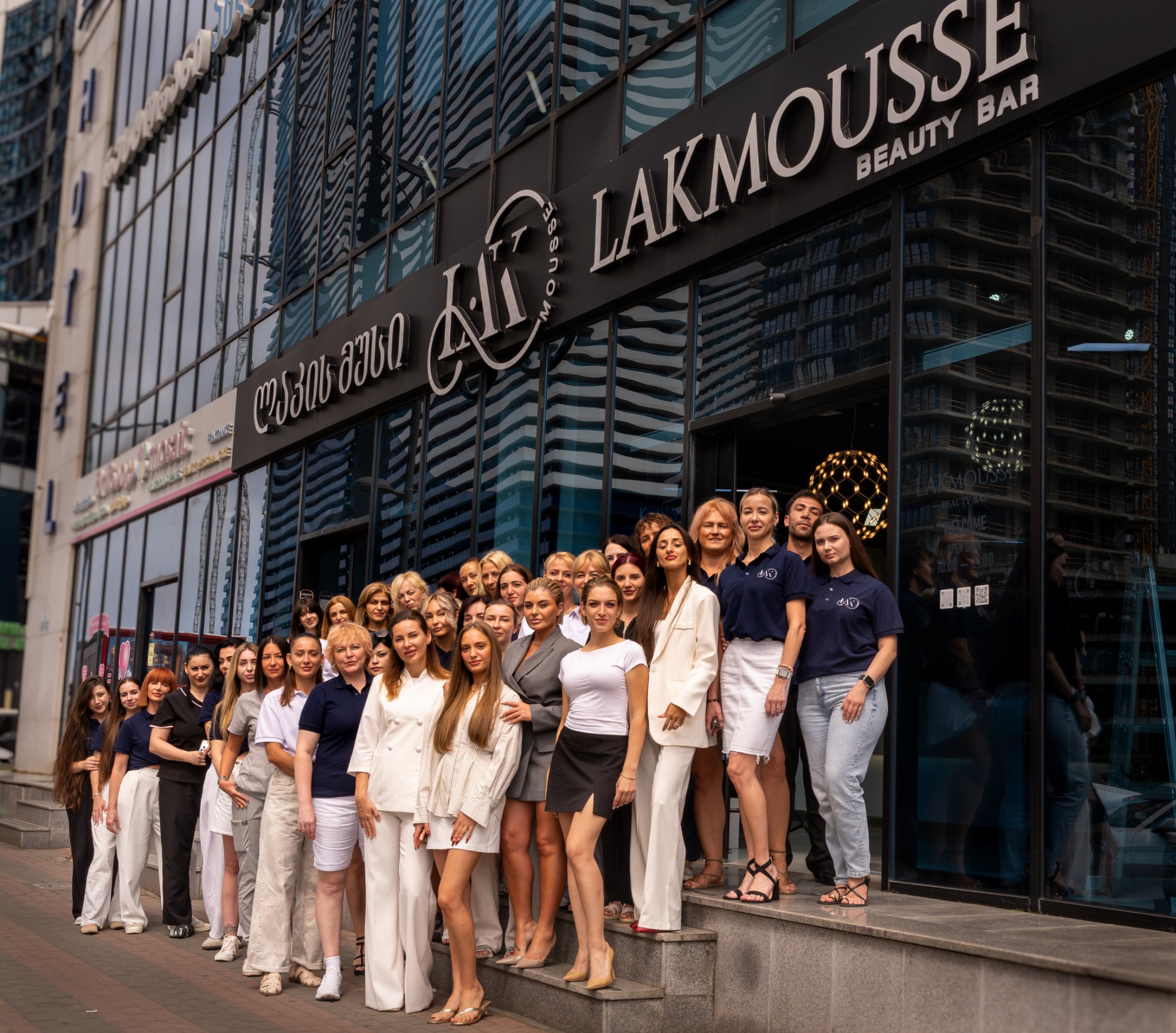 LAKmousse Beauty Bar team outside the salon in Batumi